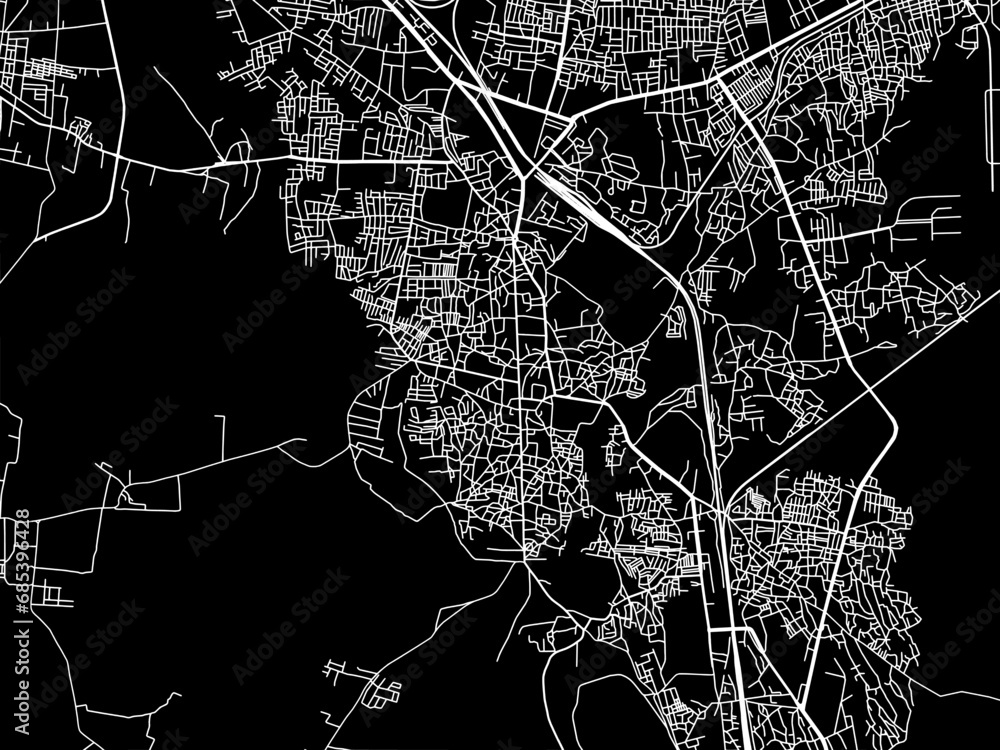 Vector road map of the city of Chanda in the Republic of India with white roads on a black background.