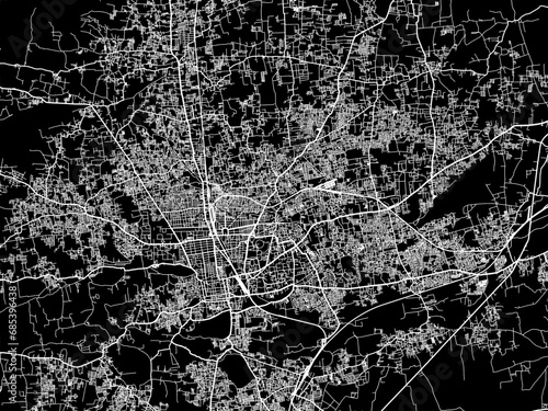 Vector road map of the city of Coimbatore in the Republic of India with white roads on a black background. photo