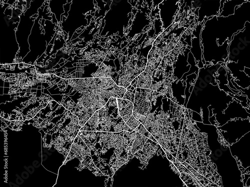 Vector road map of the city of Dehra Dun in the Republic of India with white roads on a black background. photo