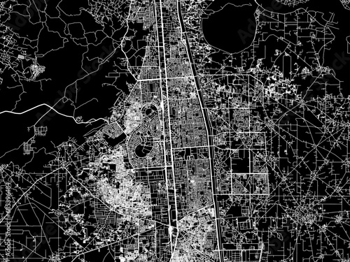 Vector road map of the city of Faridabad in the Republic of India with white roads on a black background. photo