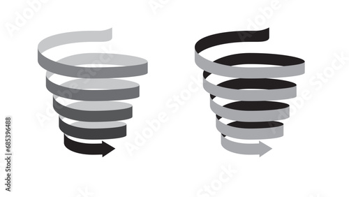 Set of arrow ribbons descending in a spiral