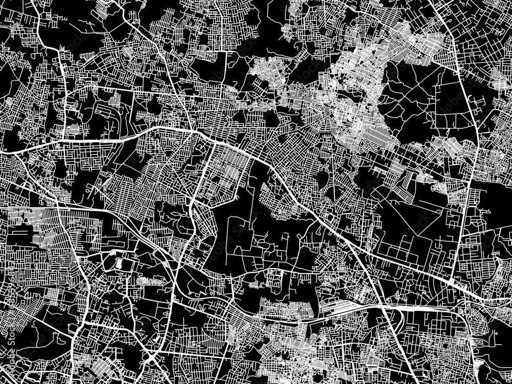 Vector road map of the city of Kukatpalli in the Republic of India with white roads on a black background.