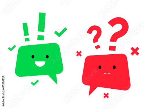 Question answer icon in flat style. Faq vector illustration. Ask help sign business concept. Question bubbles. Quality design element. Help speech. Discussion speech bubble vector illustration