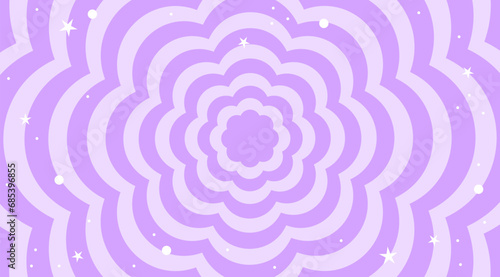 Flowers background in trendy retro 2000s design. Abstract cute retro background. Abstract retro star background. Decoration banner themed Lol surprise doll girlish style