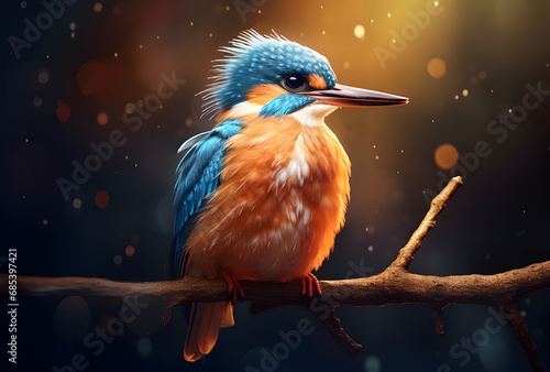 kingfisher audax rufescens, a blueandwhite bird on moss in the garden, in the style of dark sky-blue and light orange,  Domaradz, soft focus romanticism, wimmelbilder, shaped canvas, softbot photo