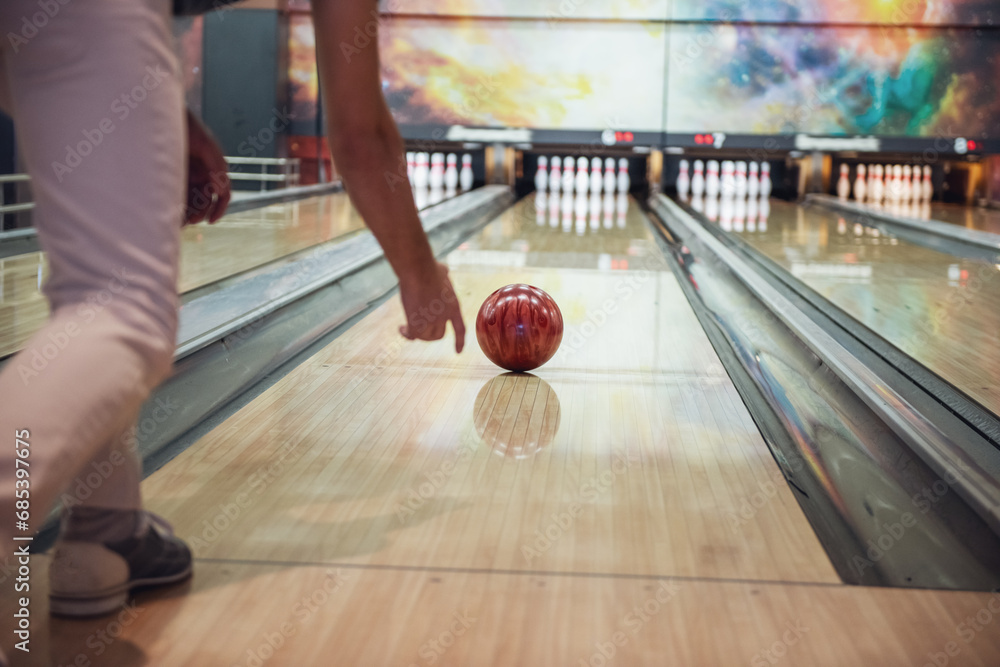Man playing bowling