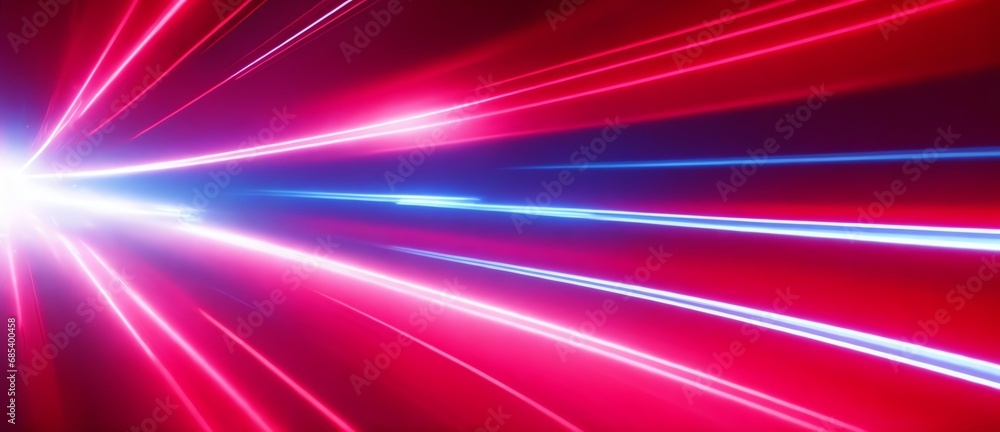 Red curved neon lights on outer space cosmos background depicting motion and speed of light from Generative AI Red curved neon lights on outer space cosmos background depicting motion and speed of light from Generative AI