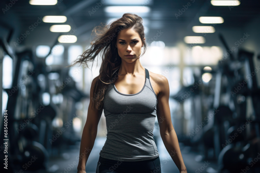 Athletic woman during the training in the gym