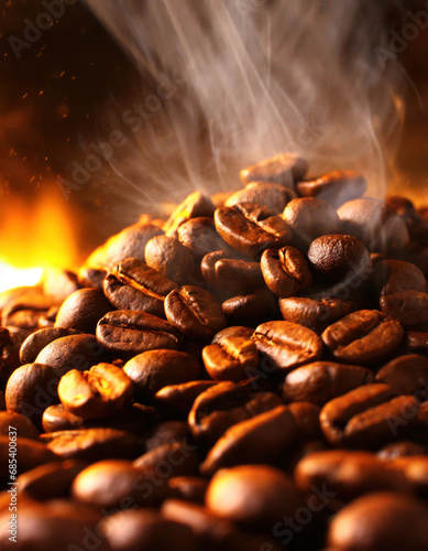 fresh aromatic coffee beans being roasted generative