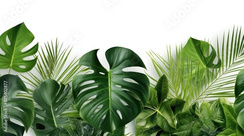 Exotic plants  palm leaves  monstera on an isolated white background 