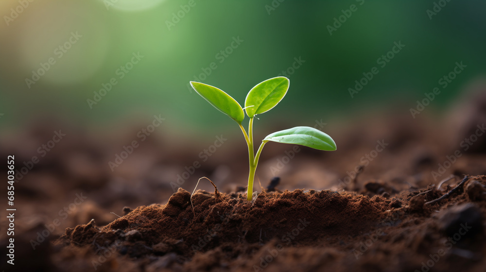 Young green sapling plant growing from the earth. Young green sapling plant growing from the earth.