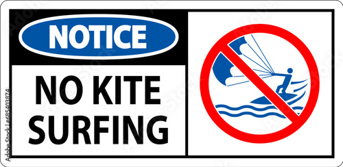 Water Safety Sign Danger, No Kite Surfing