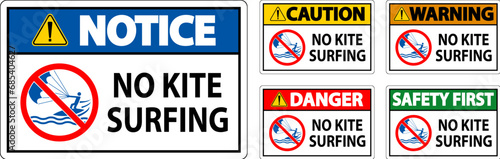 Water Safety Sign Danger, No Kite Surfing