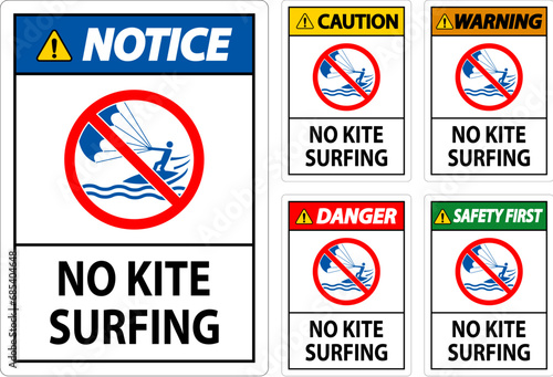 Water Safety Sign Danger, No Kite Surfing