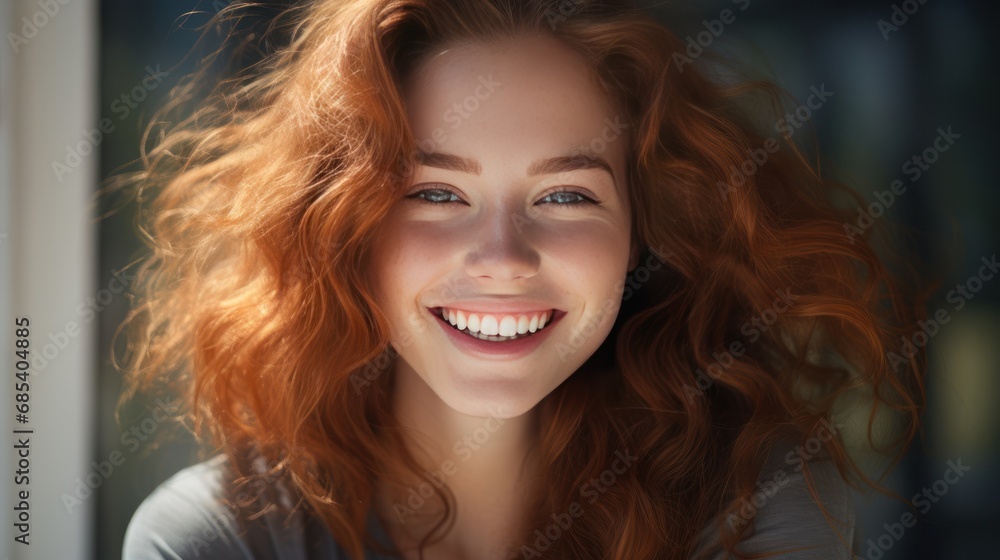Fototapeta premium portrait of cheerful young lady in black jacket