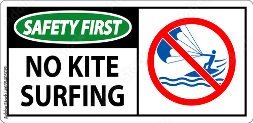Water Safety Sign Danger, No Kite Surfing