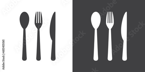 Cutlery icon. Spoon, forks, knife. Restaurant business concept, vector illustration icons. Fork, knife, tablespoon sign icon. Classic flat icon.