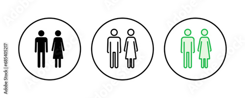 Man and woman icon set. male and female symbol