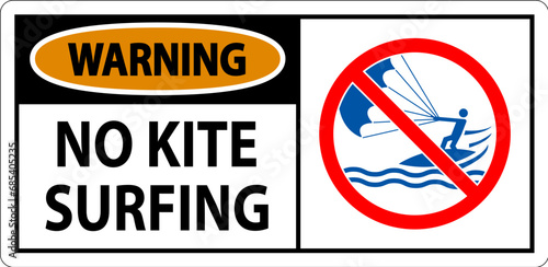 Water Safety Sign Danger, No Kite Surfing
