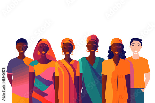 group of african people isolated vector style with transparent background illustration