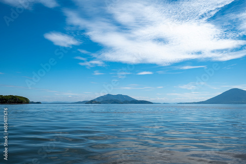 Tiny Islands Seen From Afar with Volcanic Mountains, Lush Vegetation Forest, Beach in Front of a Calm Ocean in Fonseca Gulf