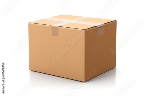 Brown cardboard box isolated on white background, 3d illustration, Ai Generated
