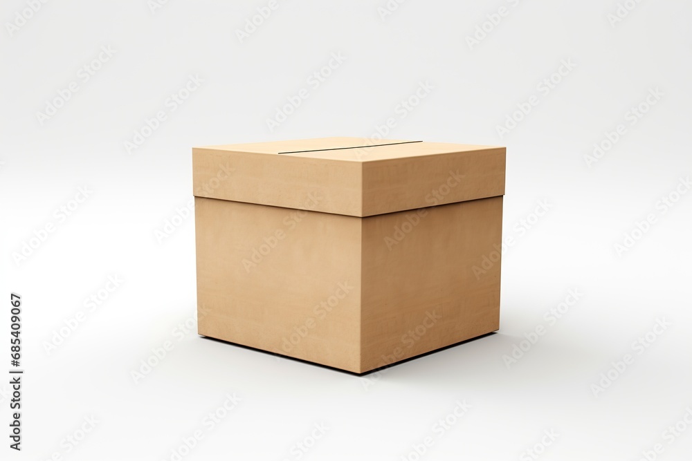 3d rendering of a cardboard box isolated in white studio background, Ai Generated