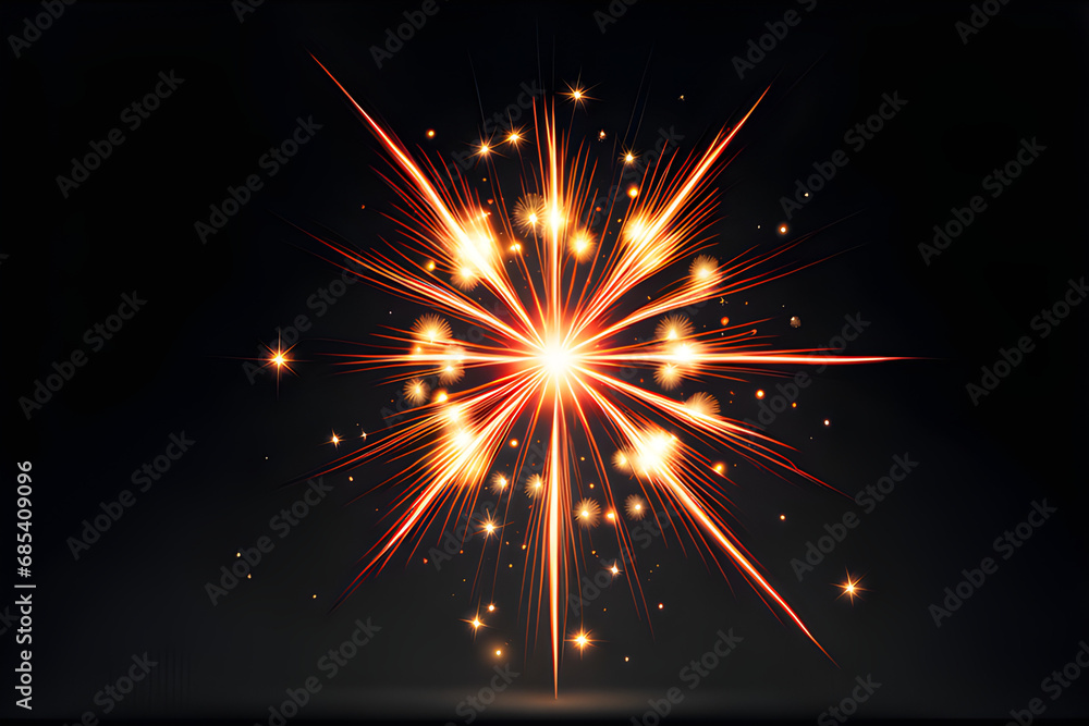 Sparkling Star Fireworks: the harmony of transparent elements and luminous flashes generative ai
