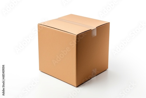 Cardboard box isolated on white background, 3D illustration, Mock up, Ai Generated