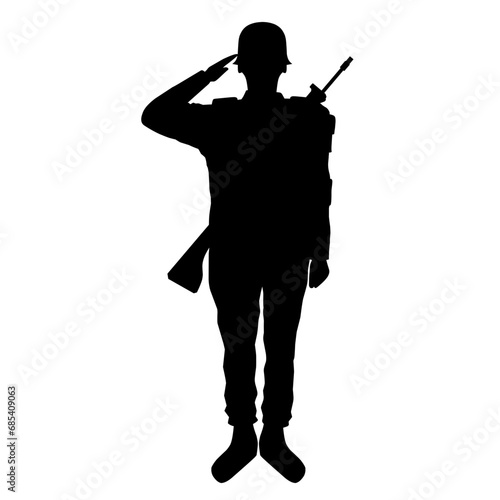 Salute soldier silhouette vector illustration. Military salute graphic resources for icon, symbol, or sign. Respect soldier silhouette for military, army, security, war or defense