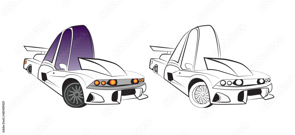Naklejka premium car illustration for book drawing page