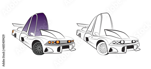 car illustration for book drawing page