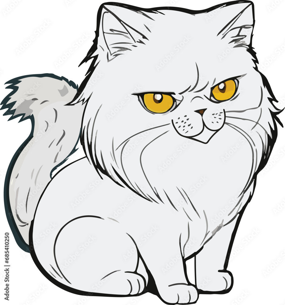 Persian golden chinchilla cat for t-shirt printing, vector with separate layers for easy color changing. Persian furry kitten. Persian golden chinchilla cat for t-shirt printing, vector with separate layers for easy color changing. Persian furry kitten.
