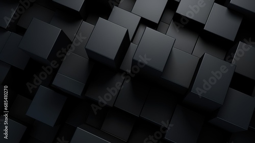 Futuristic black square tiles arranged from future or 3d rectangular block for high technology background. Generative AI