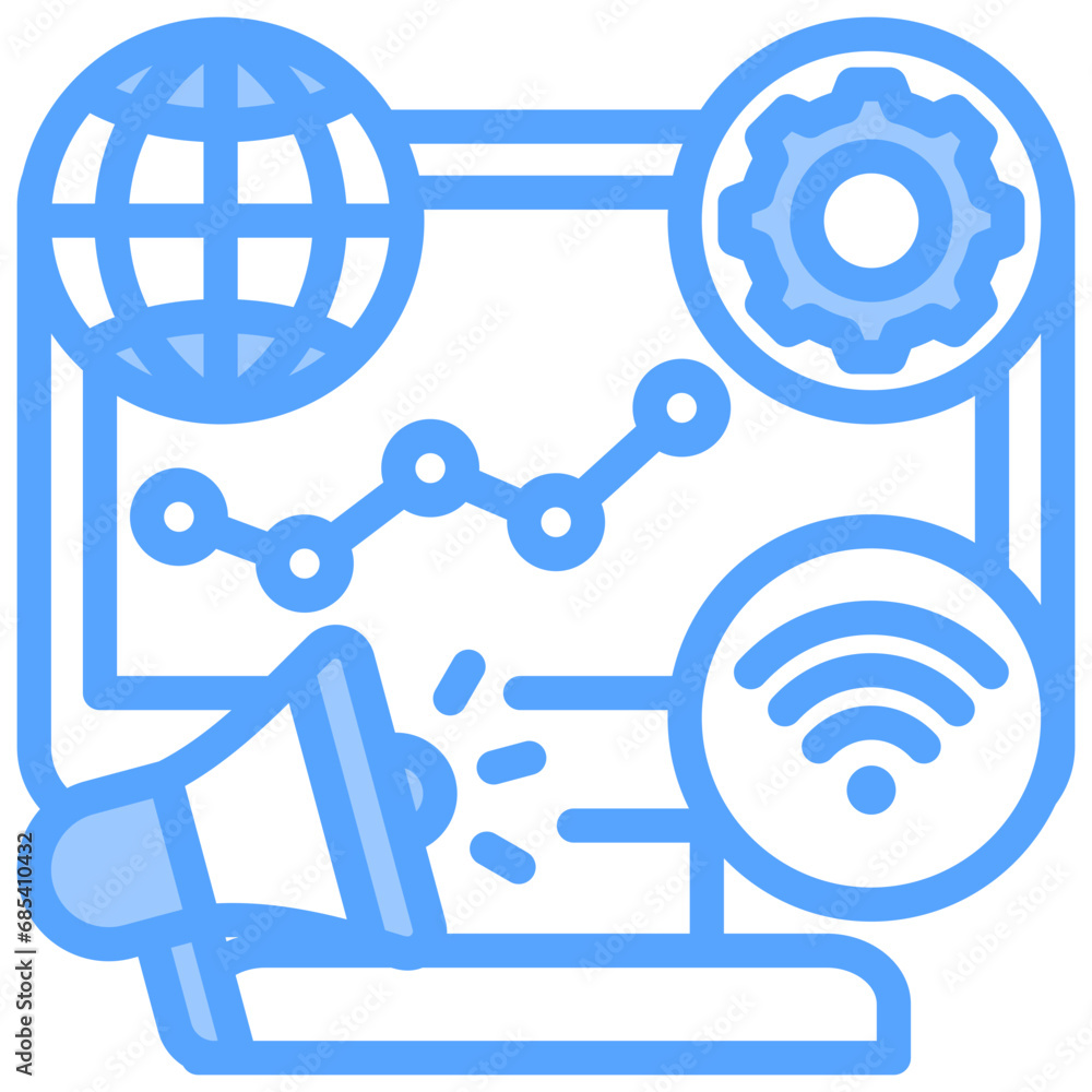 Digital Marketing Blue Icon Digital Marketing Blue Icon