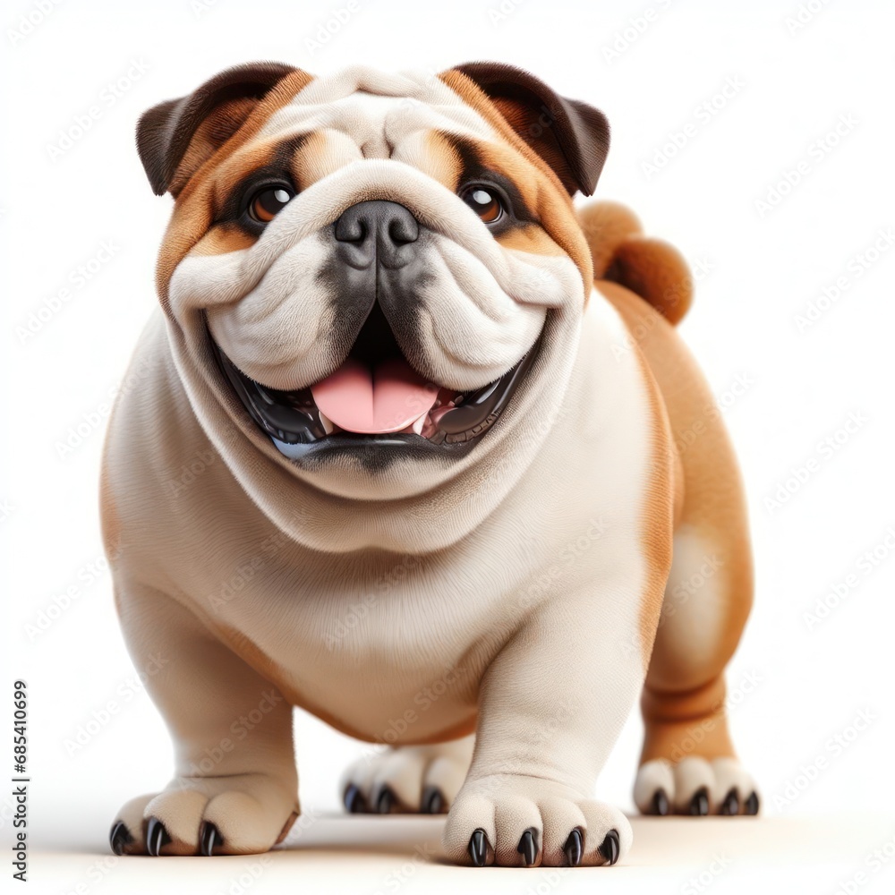 adorable happy british bulldog dog up close generative ai