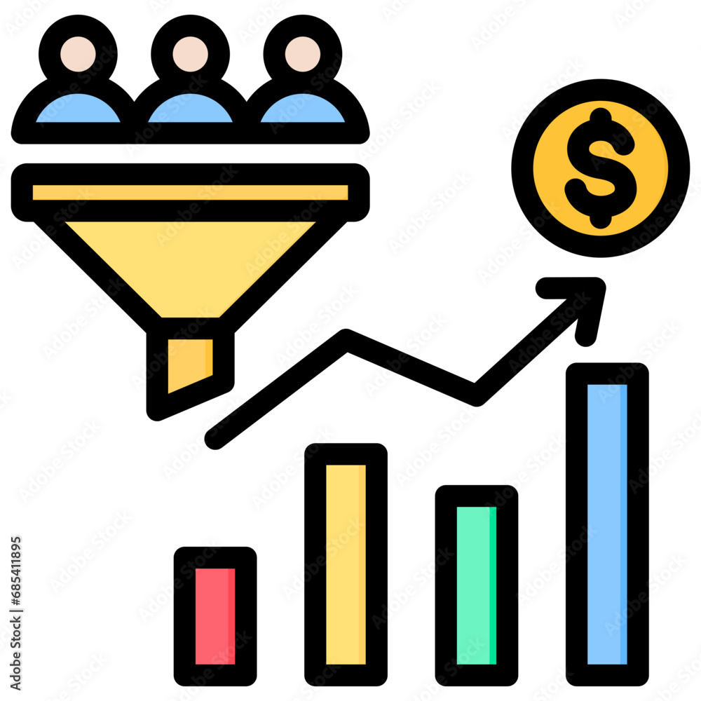 Conversion Rate Outline Color Icon Conversion Rate Outline Color Icon