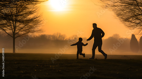 Cherished Bonds  Happy Father and Son Silhouette  Capturing the Magic of Father s Day Celebration