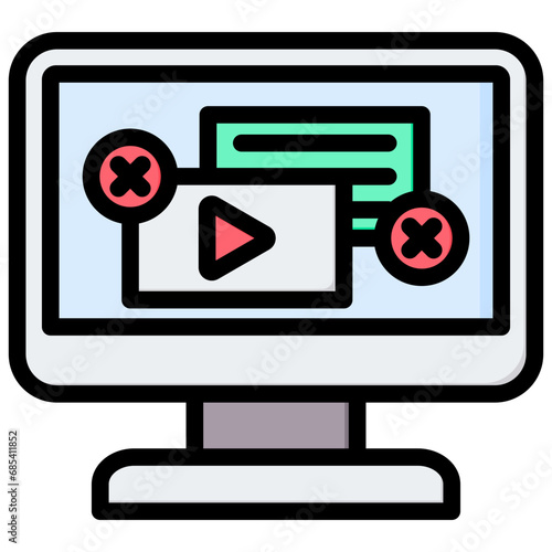 Display Advertising Outline Color Icon