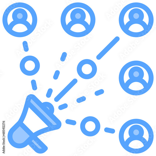 Viral Marketing Blue Icon