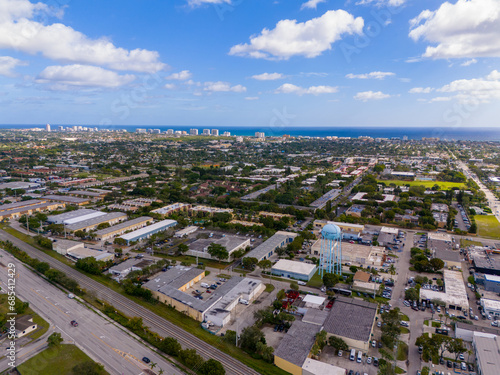 Stock photo Deerfield Beach FL water tower and surrounding business district 2023 photo
