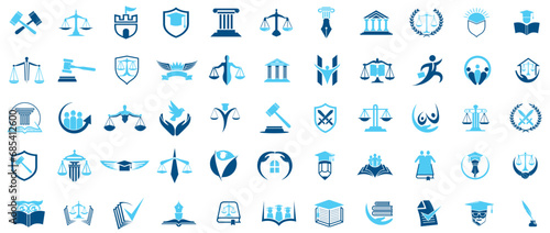 Law justice collection icons, lawyer legal set, judgement symbol