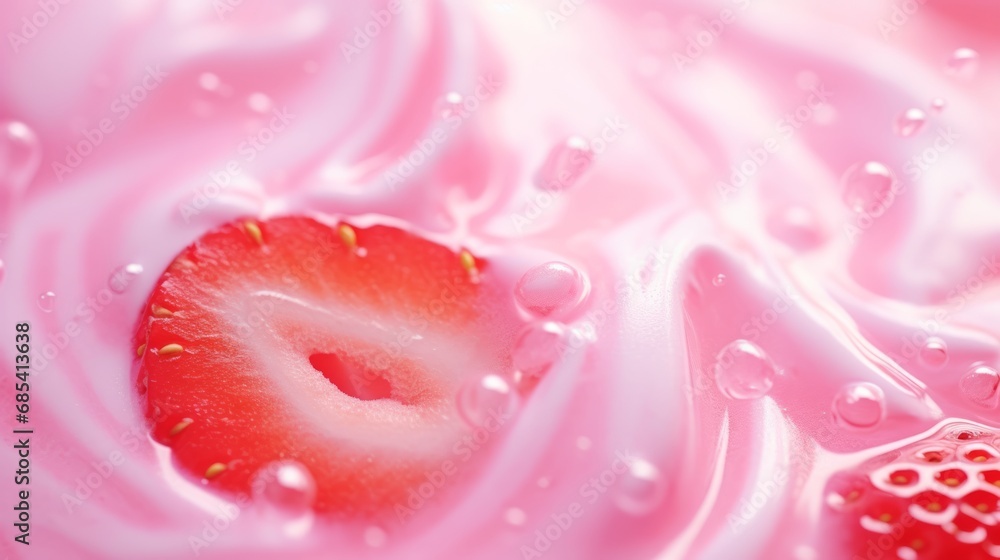 Creamy Dip. Strawberry's Journey in Milky Consistency Creamy Dip. Strawberry's Journey in Milky Consistency