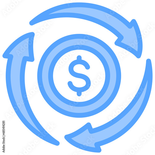 Sustainable Economy Blue Icon