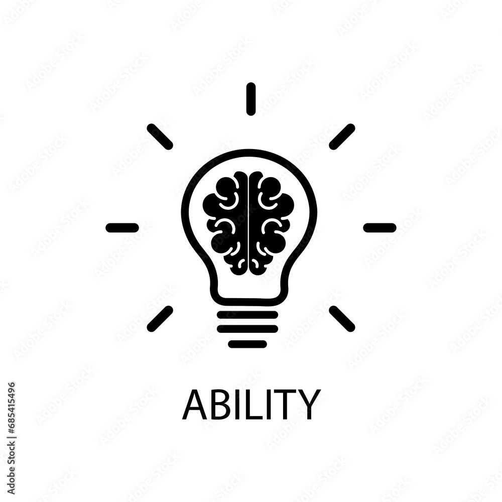 Ability icon. simple ability icon. Ability with brain flat trendy style illustration..eps Ability icon. simple ability icon. Ability with brain flat trendy style illustration..eps