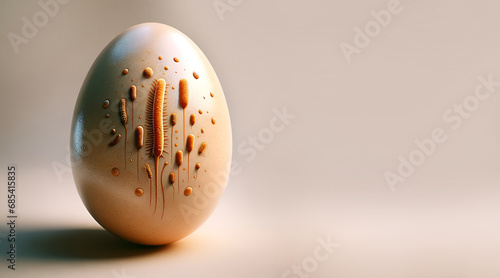 Egg form with textured biological patterns, reflecting concepts in cellular biology. Salmonella Enteritidis. Virus, bacteria. Copy space photo