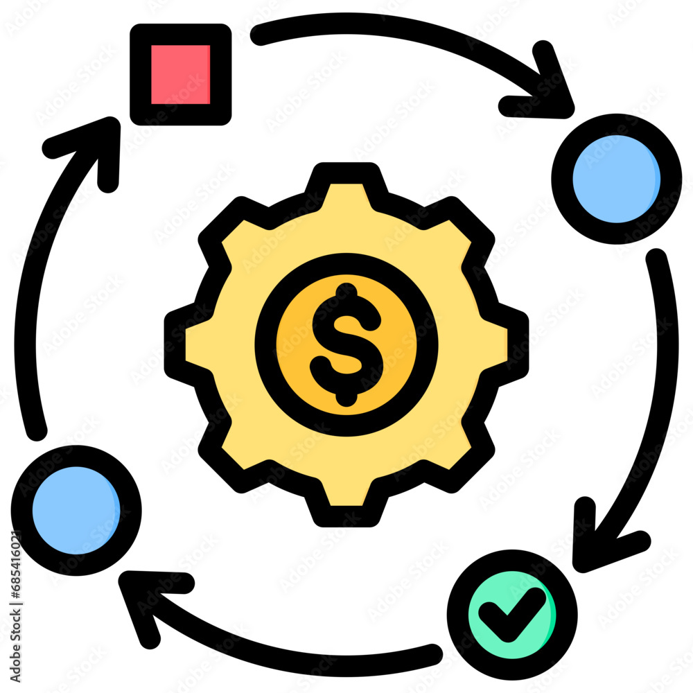 Business Process Outline Color Icon Business Process Outline Color Icon