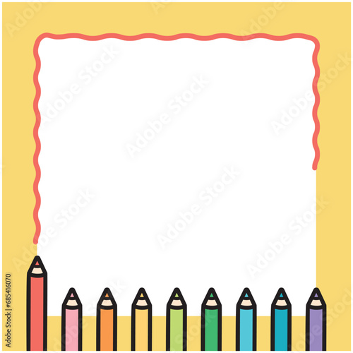 シンプルな色鉛筆のフレーム