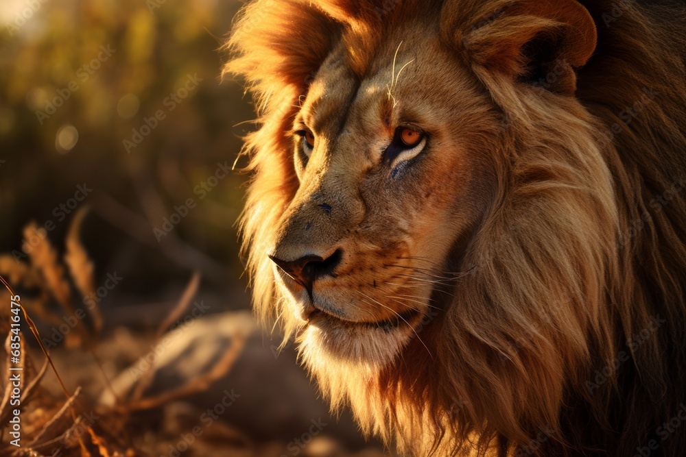 The Majestic King of the Savannah. A Close-Up of a Lion in All Its Glory