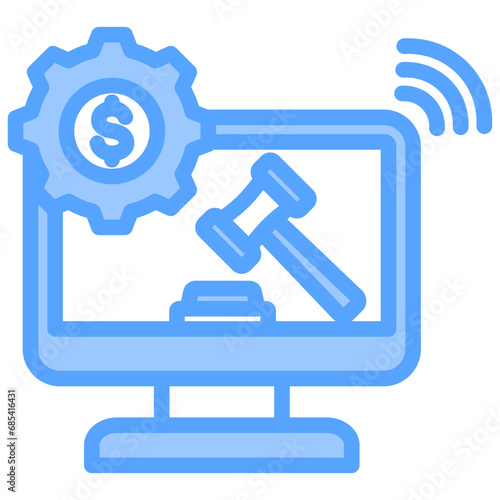 Online Auction Blue Icon